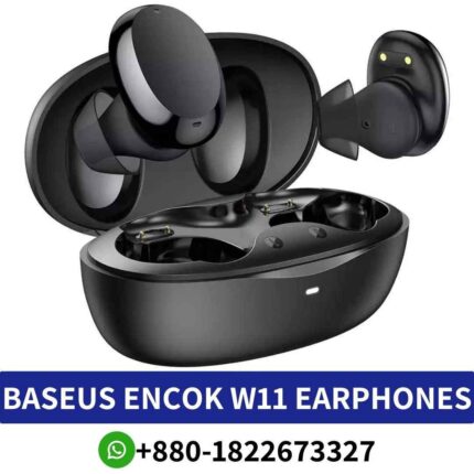 Best BASEUS W11_ True Wireless Earbuds, Black, 5-hour music, 10m range, Type-C charging. W11-True-Wireless-Earphones shop in Bd