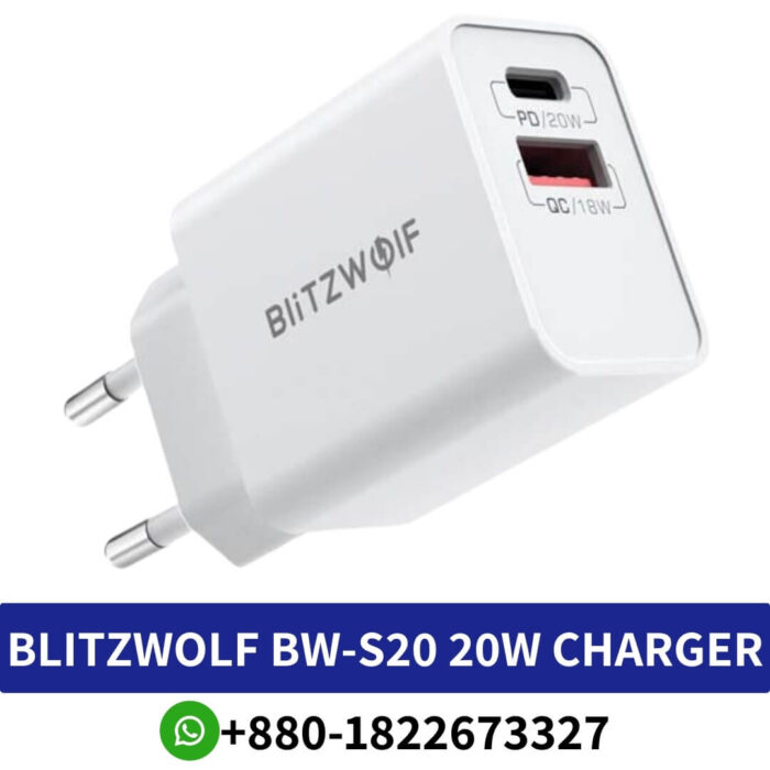 Best BLITZWOLF BW-S20 20W 2-Port PD3.0 QC3.0 Wall Charger