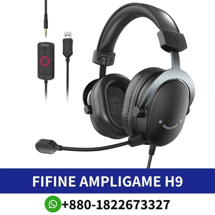 Best FIFINE Ampligame H9 Immersive gaming headphones for superior audio comfort during gameplay shop near me and with USB Control shop in bd