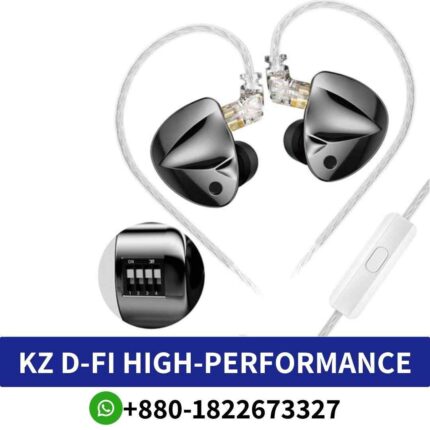 Best KZ D-FI_Customizable tuning, dynamic driver, sound-isolating tips, and silver-plated cable enhance audio performance._D-FI-high shop in bd
