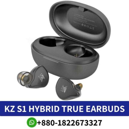 Best KZ S1_ Hybrid earphones with Bluetooth v5.0, game mode support, and excellent sound quality. S1-Hybrid-True-Wireless-Earbuds Shop in Bd