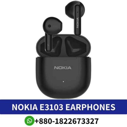 Best Nokia E3103_ True wireless earbuds with Bluetooth 5.1, microphone, and 13mm drivers for immersive sound. E3103-Wireless-Earphones shop in bd