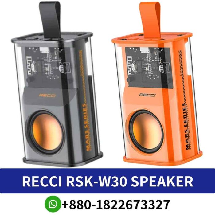 Best RECCI RSK-W30 Transparent wireless speaker with RGB light, Bluetooth 5.3, and TWS interconnection for immersive speaker shop near me