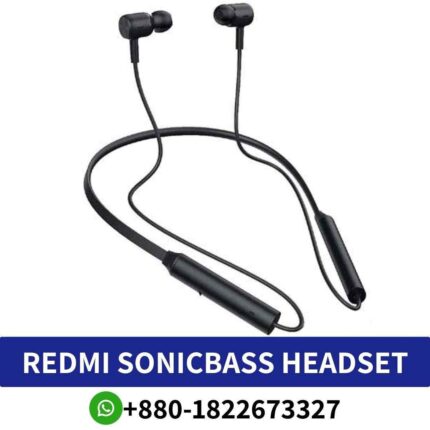 Best REDMI SONICBASS_ Bluetooth 5, 12-hour battery, IPX4, dual mic, voice assistant support. Sonicbass-Neckband-Bluetooth-Headset Shop in Bd