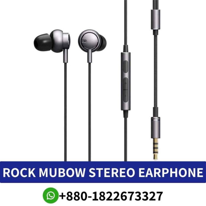 Best ROCK MUBOW STEREO EARPHONE with microphone for, volume control for personalized audio experience. stereo-earphone shop in bd