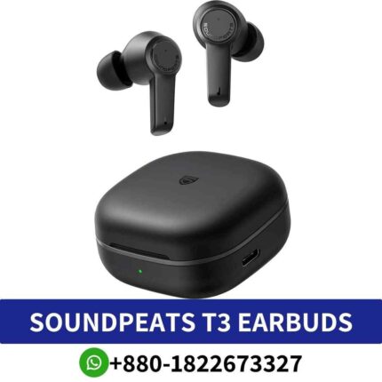 Best SOUNDPEATS-T3-Earbud Immersive sound with ANC, wireless connectivity, compact design for on-the-go convenience.T3-earbuds shop in Bd