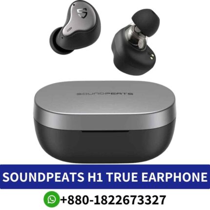 Best SoundPEATS H1_ Stylish black wireless earphones offering immersive audio and comfortable in-ear fit. H1-Wireless-Hybrid-Earphones shop in bd