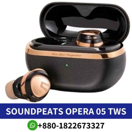 Best Soundpeats Opera 05 Immerse in rich sound with TWS ANC, featuring dual ENC, Bluetooth 5.3, and IPX4 rating. 05-Tws-Earbuds shop in bd