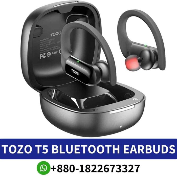 Best TOZO T5 Bluetooth-Headphones Price in Bangladesh, Blackness Connectivity Technology_ Wireless Model Name_ T5 Form In Ear shop near me