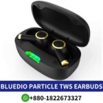 Bluedio Particle TWS earbuds shop in bd. Dynamic sound, Bluetooth 5.0, waterproof design, smart sensor feature seamless listening shop near me