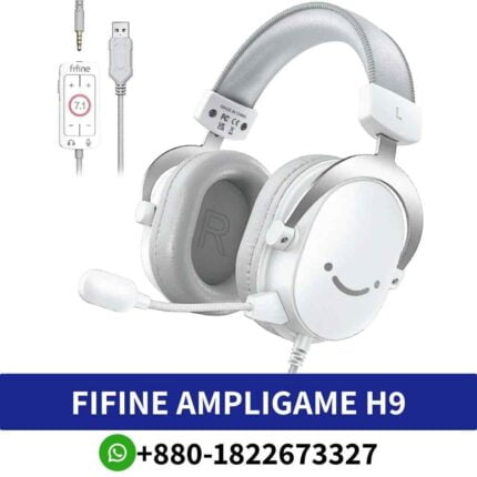 FIFINE Ampligame H9 Immersive gaming headphones for superior audio comfort during gameplay shop near me and with USB Control shop in bd