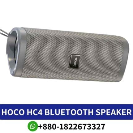 HOCO HC4 High-fidelity Bluetooth speaker with dual 52mm units, 5W each, and multifunctional connectivity options. HC4-Speaker Shop in Bd