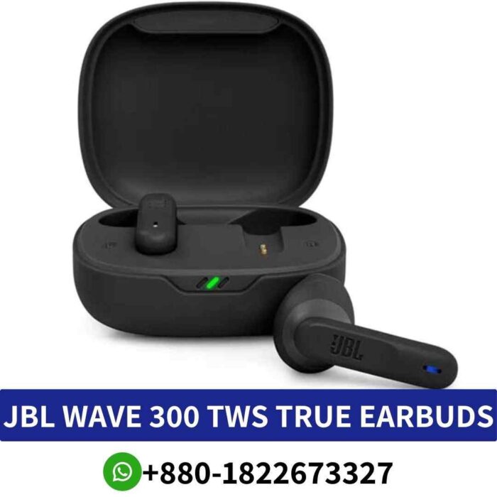 JBL Wave 300 TWS_ Stylish, wireless earbuds with microphone, lightweight design, and black color shop near me. jbl wave 300 price in bangladesh