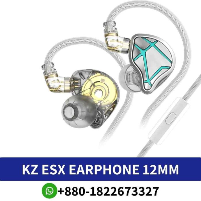 KZ ESX earphones feature a powerful 12mm dynamic driver designed to deliver high-fidelity bass for immersive audio experiences shop near me