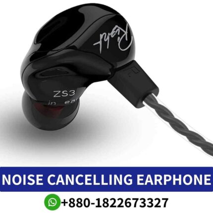 KZ ZS3 Dynamic Sound In-Ear Earphones with Microphone, No Active Noise Cancellation shop near me, ZS3 Noise-In-Ear-Earphone shop in Bd