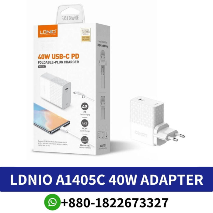 LDNIO A1405C 40W USB-C PD Fast Charging Foldable Power Adapter