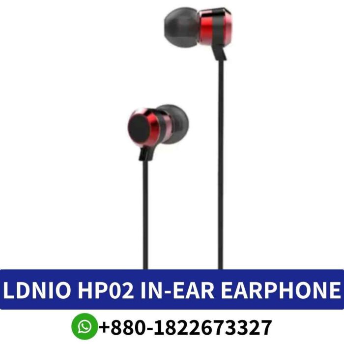 LDNIO HP02 In-Ear Wired Earphones_ Crisp audio, 6mm drivers, 16Ω impedance, 3.5mm pin, 20Hz-20kHz frequency. hp02-earphone shop in bd