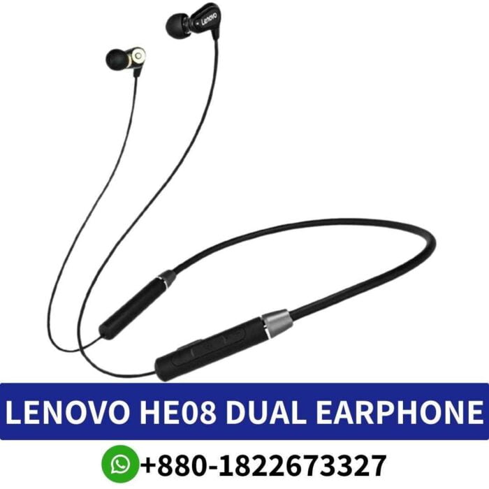 Lenovo He08_ Bluetooth Earphones With Clear Sound, Long Battery Life, And Quick Charging Shop Near Me. Lenovo-He08-Earphone-In-Bangladesh