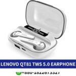 LENOVO QT81_ True wireless headphones with Bluetooth 5.1, IPX5 waterproofing, and 3-5 hours talk time. QT81-TWS-5-0-Earphone shop in bd