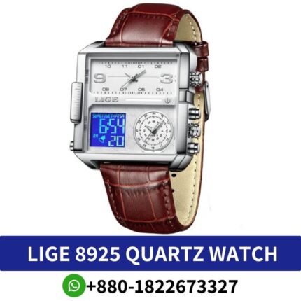 LIGE 8925 Square Quartz Smart Watch