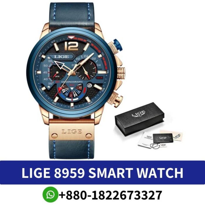 LIGE 8959 Mens Leather Quartz Watch