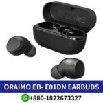 ORAIMO E01DN_ 24-hour playtime, IPX5 waterproof, 2-mic ENC technology, and a secure fit design. EB-E01DN-rock-true-earbuds shop in bd