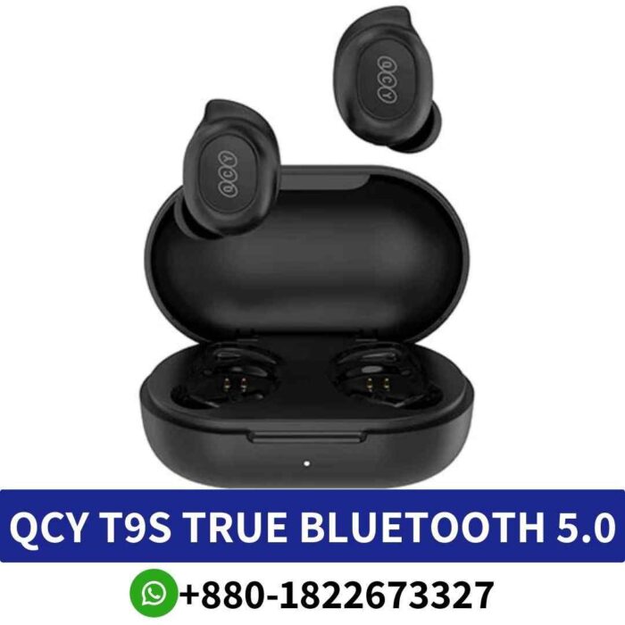 QCY T9S_ True wireless earbuds with ABS material, clear sound, and long battery life.Best T9S true wireless-bluetooth-5-0-earbuds shop in Bd