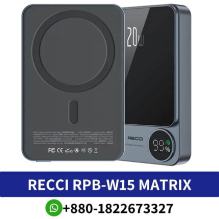 RECCI RPB-W15 Matrix 5000mAh PD20W and 15W Wireless Charging Power Bank Price In Bangladesh, RECCI RPB-W15 Matrix 5000mAh Price At Bd, Matrix 5000mAh PD20W and 15W Wireless Price In BD, Matrix 5000mAh PD20W and 15W Wireless Charging Power Bank Price At Bd, RPB-W15 Matrix 5000mAh PD20W and 15W Price In BD,