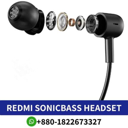 REDMI SONICBASS_ Bluetooth 5, 12-hour battery, IPX4, dual mic, voice assistant support. Sonicbass-Neckband-Bluetooth-Headset Shop in Bd