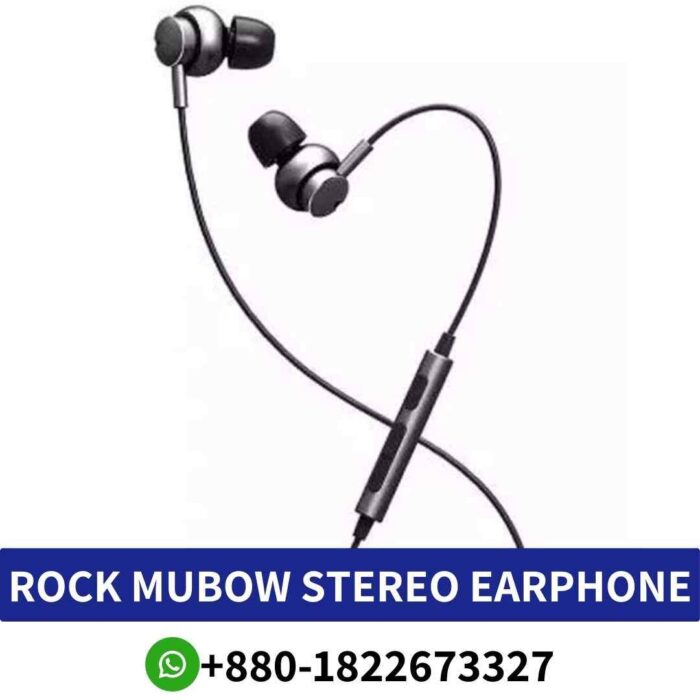ROCK MUBOW STEREO EARPHONE with microphone for, volume control for personalized audio experience. stereo-earphone shop in bd