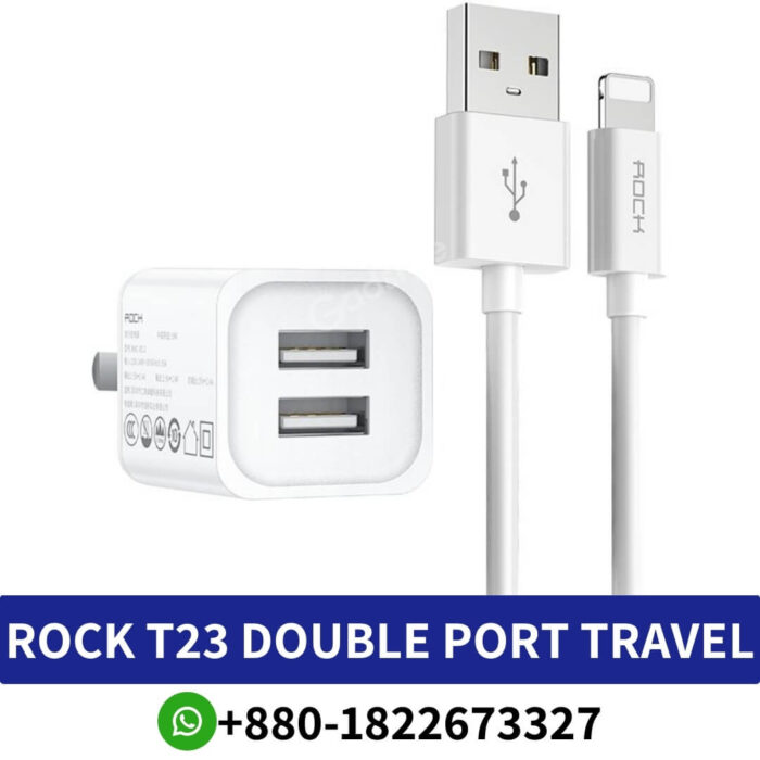 ROCK T23 Double Port Travel Charger with Lighting Cable