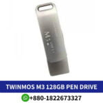 TWINMOS M3 128GB USB 3.1 Gen 1 Metal body Silver Pen Drive