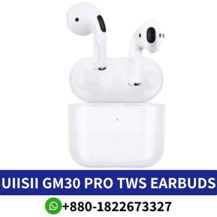 UIISII GM30 Pro TWS True Wireless Earbuds shop in bd, with Bluetooth connectivity and built-in microphone for hands-free calls shop near me,
