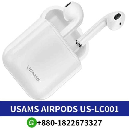 USAMS AirPods US-LC001_ Wireless Bluetooth earbuds for convenient, hands-free listening on the go. Us-Lc001 Wireless Bluetooth shop in Bd