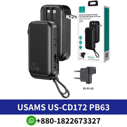 USAMS US-CD172 PB63 3IN1 Quick Charge Wall Charger Power Bank With Cables (US+EU Plug) 10000mAh Price In Bangladesh, Usams US-CD172 PB63 3IN1 Quick Charge Wall Charger 10000mAh Power Bank With Cables Price In BD, US-CD172 PB63 3IN1 Quick Charge Wall Price At BD, USAMS US-CD172 PB63 3IN1 Quick Charge Wall Charger Power Bank Price In Bangladesh, Power Bank With Cables (US+EU Plug) 10000mAh Price In BD, USAMS US-CD172 PB63 3IN1 Quick Charge Wall Charger Power Bank With Cables (US+EU Plug) ,