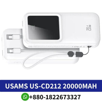 USAMS US-CD212 20000mah PD 20W+QC3.0 Dual-Port Digital Display Fast Charging Power Bank Price In Bangladdesh, USAMS US-CD212 20000mah Price In BD, PD 20W+QC3.0 Dual-Port Digital Display Price At BD, Dual-Port Digital Display Fast Charging Price In BD, US-CD212 20000mah PD 20W+QC3.0 Dual-Port Digital Display Fast Charging Price BD,