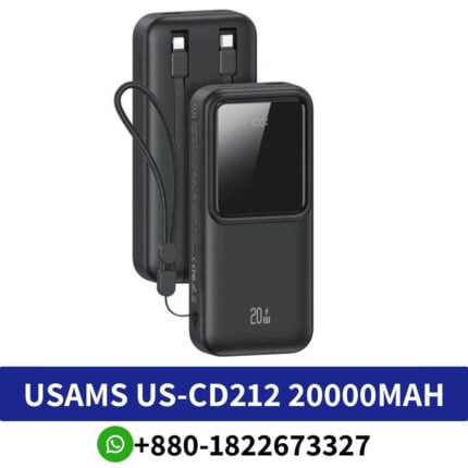 USAMS US-CD212 20000mah PD 20W+QC3.0 Dual-Port Digital Display Fast Charging Power Bank Price In Bangladdesh, USAMS US-CD212 20000mah Price In BD, PD 20W+QC3.0 Dual-Port Digital Display Price At BD, Dual-Port Digital Display Fast Charging Price In BD, US-CD212 20000mah PD 20W+QC3.0 Dual-Port Digital Display Fast Charging Price BD,