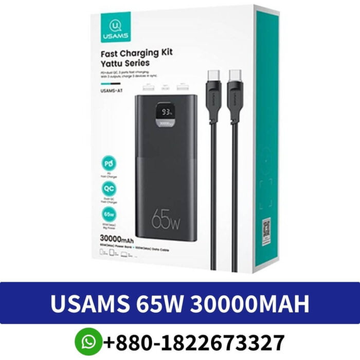 Usams 65W 30000mAh Fast Charging Power Bank Price In Bangladesh, USAMS PB68 Fast Charging Power Bank 65W 30000mAh with Type-C PD Cable 65W Price In Bd, USAMS AT 65W 30000mAh Fast Charging Power Bank with 100w Cable, 65W 30000mAh Fast Charging Power Bank Price In BD, 30000mAh Fast Charging Power Bank Price In Bangladesh, Fast Charging Power Bank 65W 30000mAh with Type-C PD Cable 65W Price In Bd,