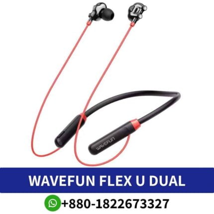 WAVEFUN FLEX U_ Wireless earbuds with microphone, Bluetooth V5.0, and comfortable in-ear design. FLEX-U-dual-dynamic-speaker dhop in bd