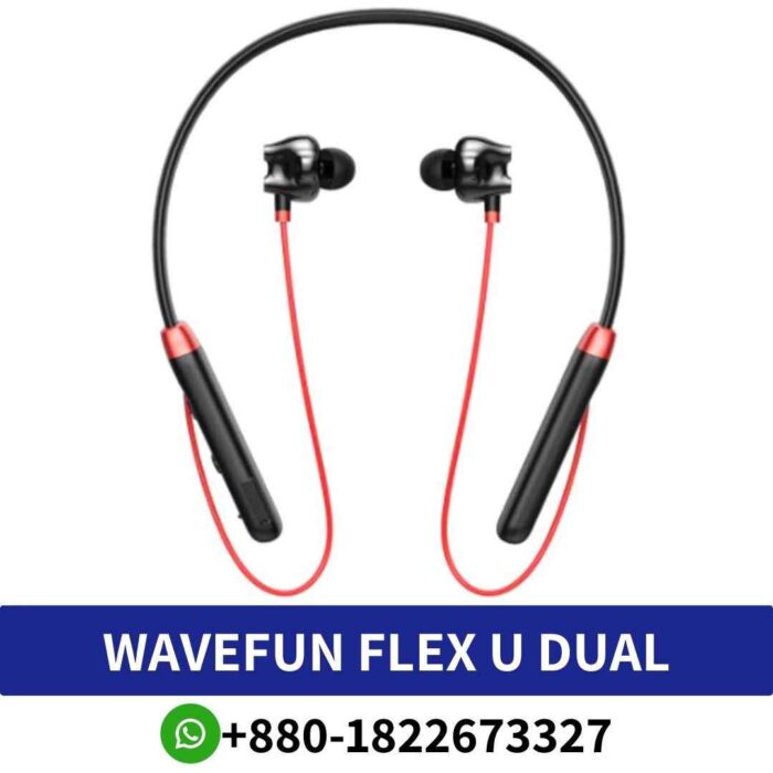 WAVEFUN FLEX U_ Wireless earbuds with microphone, Bluetooth V5.0, and comfortable in-ear design. FLEX-U-dual-dynamic-speaker dhop in bd