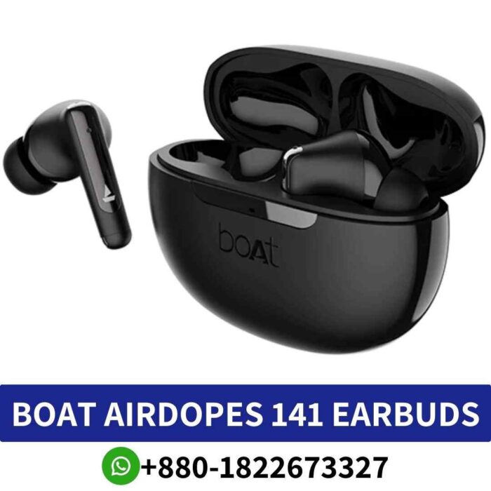 boAt Airdopes 141 Active noise cancellation,These earbuds up to 32 dB playback, and high-performance drivers for immersive audio shop near me