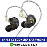 Best TRN ST2 offers hybrid driver design for balanced sound. Comfortable fit with ear hook design. ST2-1DD1BA-hybrid-driver-earphone shop in bd