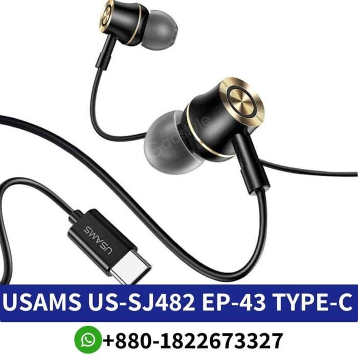 USAMS US SJ482 EP-43-Type-C Material_ Aluminum Alloy + TPE shop in bd. Speaker Sensitivity_ 92dB Speaker Diameter_ 10mm Impedance_ 32Ω